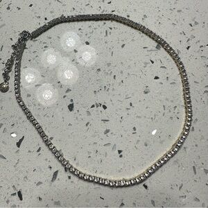 baublebar crystal tennis necklace gold tone with extender